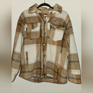 Avec Les Filles Faux Wool Plaid Coat